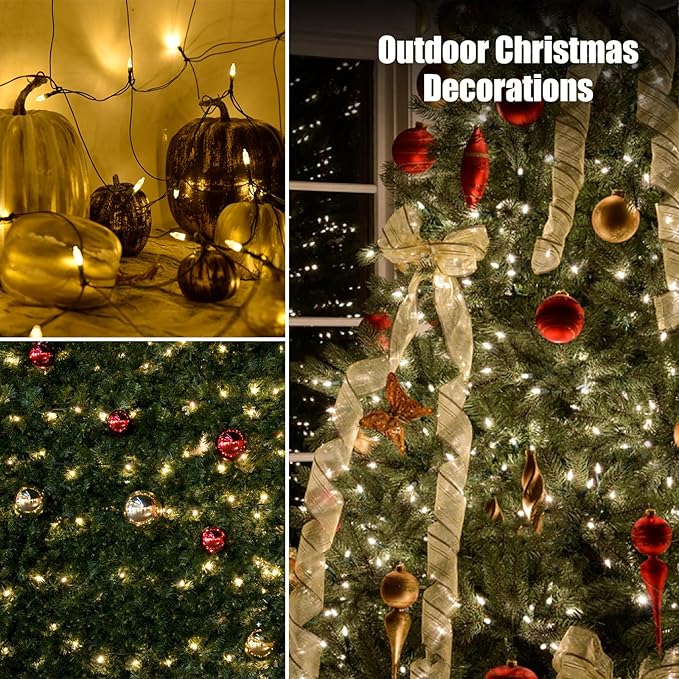 Neoclassy 120Led Christmas Net Lights Outdoor 5ft x 6ft Connectable, 8 Modes Waterproof Black Wire 29V Plug in Mesh Net Christmas Lights for Garden, Yard, Bushes, Trunk, Xmas Tree Decor (Warm White)