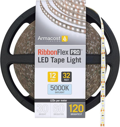 Armacost Lighting RibbonFlex Pro 12V White LED Strip Lights 120 LED/m, 5000K, 32.8 ft 163250