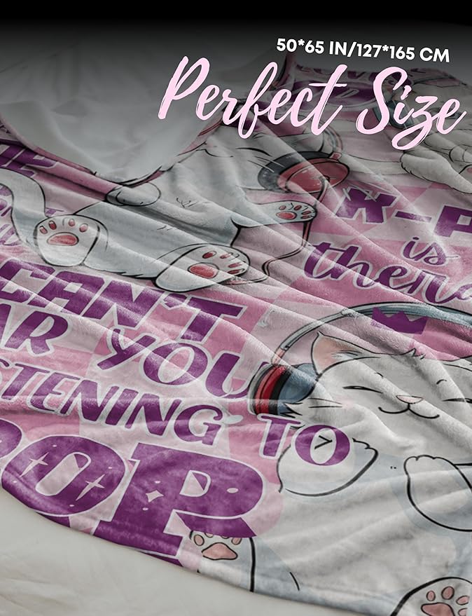 Huglanket Kpop Gifts for Teen Girl K Pop Lovers, Kpop Merch Stuff Blanket for Women for Birthday, Christmas, Cats, 40"x 50"
