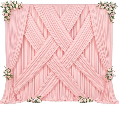 10ft x 7ft Blush Pink Backdrop Curtain for Parties Pink Wrinkle Free Backdrop Drapes Panels for Baby Shower Wedding Birthday Photo Gender Reveal Photography Polyester Fabric Background Decoration