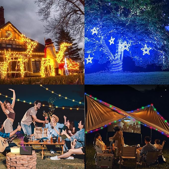 Vigdur 33FT Solar Rope Lights Outdoor - 100 LEDs 18 Color Changing LED Rope Lights Waterproof with Remote & Timer & 8 Lighting Modes, Outdoor Trampoline Lights for Xmas Garden Fence Tree Party