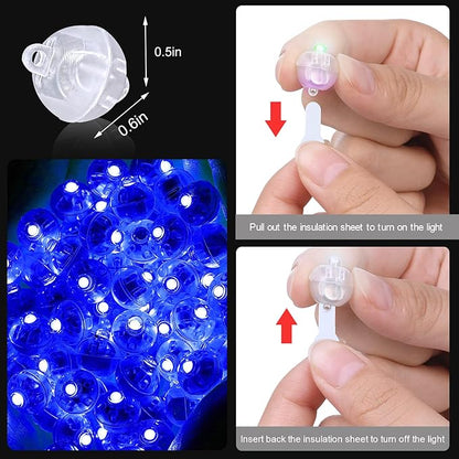 100PCs Mini Led Lights with Hook, Waterproof Round Tiny Led Light for Party Decorations Neon Party Light，Blue-Blinking Lights
