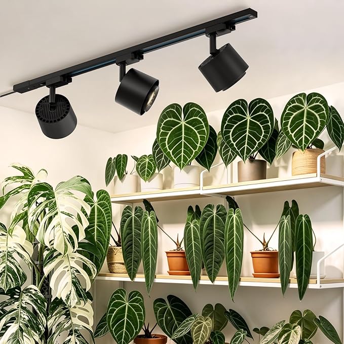Barrina TR40c Track Grow Light for Indoor Growing, 3 x 40W, 15°-60° Adjustable Beam Angle, 4000K Ceiling Mount Full Spectrum Grow Lamp, LED H-Type Plant Light Bulbs for House Plants with Timer, Blcak