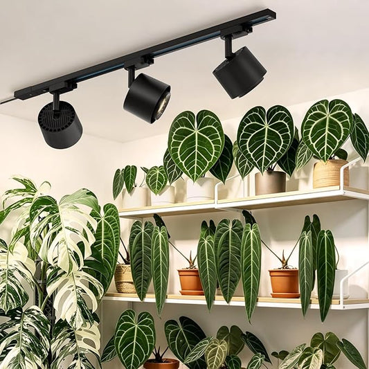 Barrina TR40c Track Grow Light for Indoor Growing, 3 x 40W, 15°-60° Adjustable Beam Angle, 4000K Ceiling Mount Full Spectrum Grow Lamp, LED H-Type Plant Light Bulbs for House Plants with Timer, Blcak