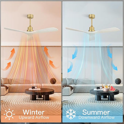 Sofucor Smart Ceiling Fan no Lights, 52" Low Profile Ceiling Fans with Remote, Compatible with Alexa/Google/App, 6-Speed Timing Reversible DC Motor for Bedroom Living Room Patio Indoor Outdoor
