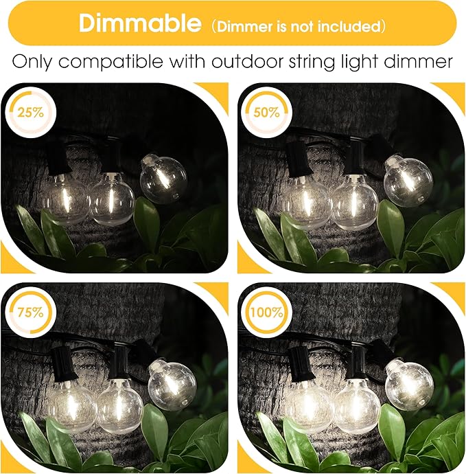 Mlambert G40 LED Replacement Light Bulbs for String Lights, Dimmable E12 Base Shatterproof Bulbs, 1W Equal to 5W, Neutral White 4000K, 50Pack, Not Solar