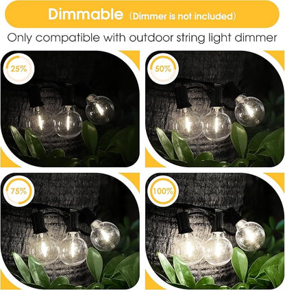Mlambert G40 LED Replacement Light Bulbs for String Lights, Dimmable E12 Base Shatterproof Bulbs, 1W Equal to 5W, Neutral White 4000K, 25Pack, Not Solar