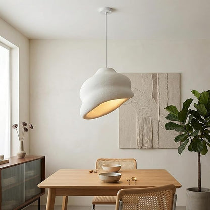 JAYMP Wabi Sabi Pendant Light for Dining Room Kitchen Island Hallway Restaurant Modern Hanging Lamp E26 Base Japanese Style Conch Shape Lighting Fixture, 1 Pack, Matte White, 50cm/19.7in
