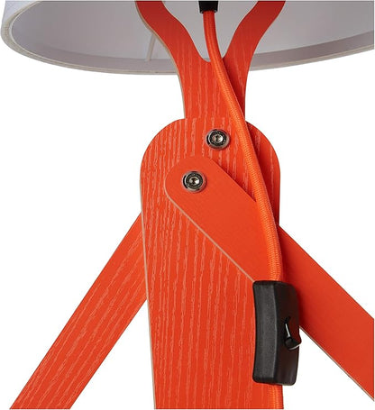 Cool Creative Floor Lamps Wood Tall Decorative Corner Reading Standing Swing Arm Light for Living Room Bedroom Office Farmhouse Kids Gift Idea- with LED Bulb (Oran Orange)