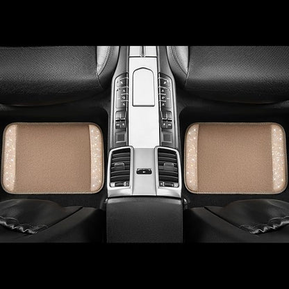 CAR PASS Bling Car Mats Shining Diamond Carpet Crystal Rhinestones Sparkly Glitter Floor Mats with Anti-Slip PVC Heel Pad Universal Fit for Automotive SUV, Sedan, Car, Van, 4pcs for Girl Women, Beige
