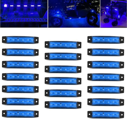 20 Pcs Blue LED Rock Strip Lights,Wheel Well Underglow Lighting Kits,Car Rock Lights Exterior Side Marker Lights for Wrangler Truck Golf Cart RV RV SUV Offroad