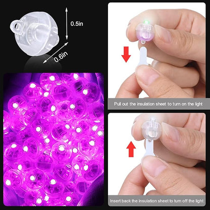 50PCs Mini Led Lights with Hook, Waterproof Round Tiny Led Light for Party Decorations Neon Light for Birthday Party and Wedding Decoration, Pink
