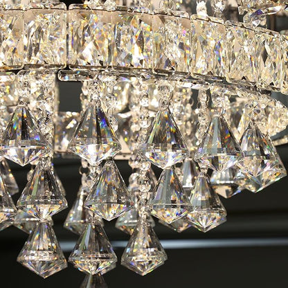 HAIXIANG Extra Large Chandelier for Living Room Crystal Chandeliers High Ceiling Light Fixtures Luxury Modern Dimmbale Lighting Silver Lights for Entryway Foyer