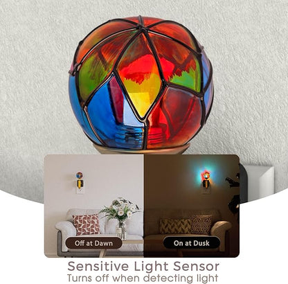 Briignite Night Lights Plug into Wall, Stained Glass Night Light with Dusk to Dawn Sensor, Dimmable Nightlight 0-100% Stepless Dimming, for Bathroom Bedroom Hallway, 3000K Warm White