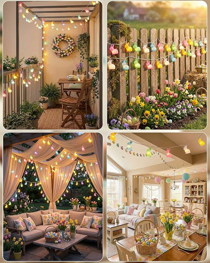 SUNSGNE Easter Cute Rabbit String Lights Bunny Fairy Lights, 8.5ft Easter Bunny Ornaments String Lights with 10 Multicolor Bunny Lights for Outdoor Indoor Room Bedroom Wall Home Decoration