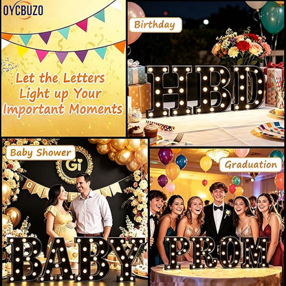 OYCBUZO Light Up Black Alphabet Marquee Letters Sign LED Marquee Number Lights Sign for Night Light Home Bar Christmas Lamp Birthday Party Wedding Decorations B