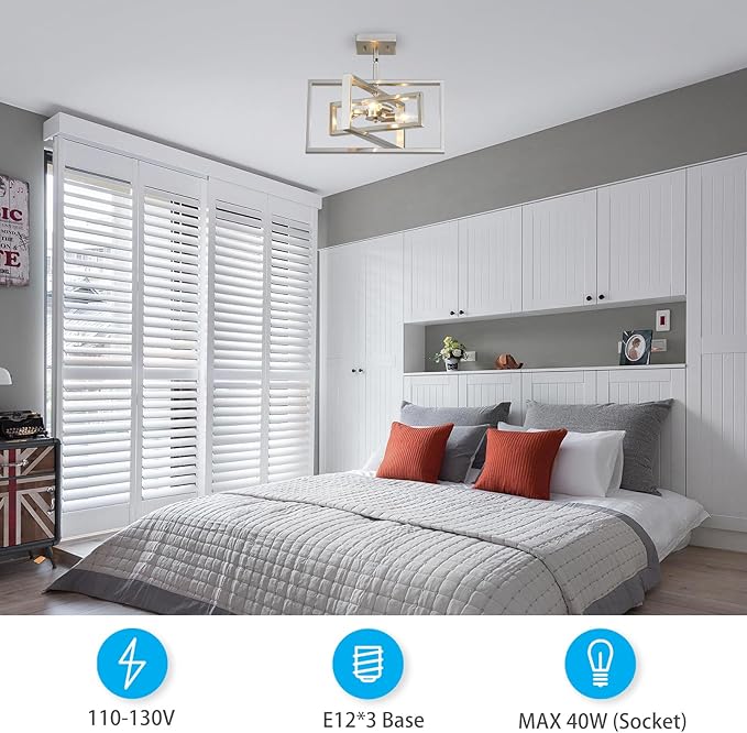XINGQI Brushed Nickel Chandelier 3-Light Modern Pendant Lighting Fixtures Semi Flush Mount Ceiling Lights for Dining Room Bedroom Living Room Kitchen Entry Foyer