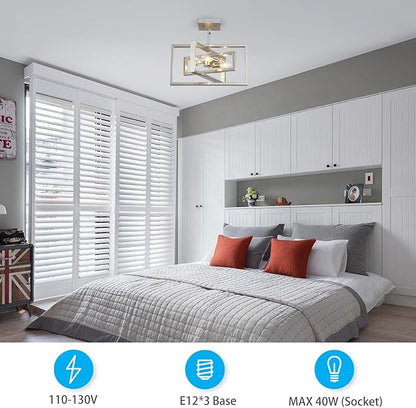 XINGQI Brushed Nickel Chandelier 3-Light Modern Pendant Lighting Fixtures Semi Flush Mount Ceiling Lights for Dining Room Bedroom Living Room Kitchen Entry Foyer