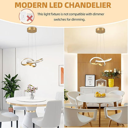 Modern LED Chandelier Contemporary Pendant Lighting Ring Light Fixture Gold with 4500K and 59in Height Adjustable Hanging Lamp for Kitchen Island Hallway Foyer Closet Corridor