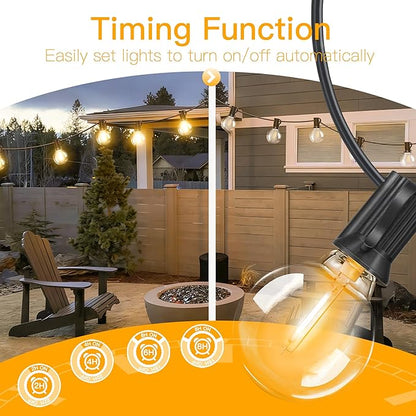 Outdoor String Lights 150FT with Remote Dimmer, G40 Globe LED Patio Lights with 75 Edison Plastic Bulbs(4 Spare), Waterproof Hanging Lights for Backyard Balcony Yard Deck Garden Party