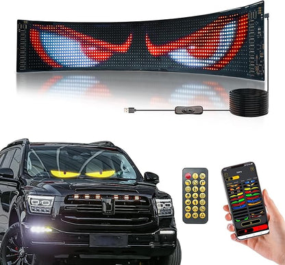 Devil Eyes Light for Cars, 23.4"x4.7" Programmable Flex LED Sign, Led Eyes for Car Windshield with APP Control and Remote Controller