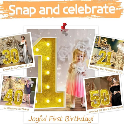 imprsv Marquee Letters Gold 3FT: Golden Party Decor - Light Up Letter M Large 3 Feet Tall - Party Decorations Letter for Marry Me Wedding Proposal