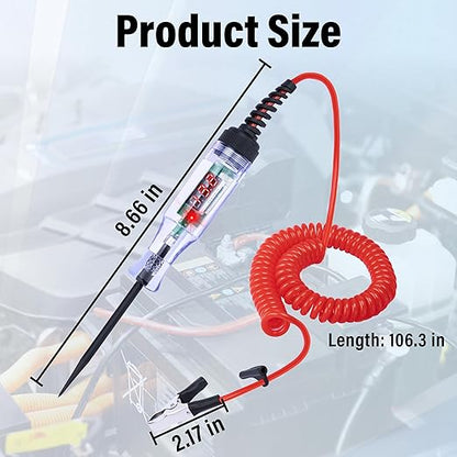 Test Light Automotive, 5-90V DC Test Light with Voltmeter, Bidirectional Car Fuse Tester with Voltage Display, Digital LED Circuit Tester with Extended Spring Wire & Probe for Car/RV/Vehicles