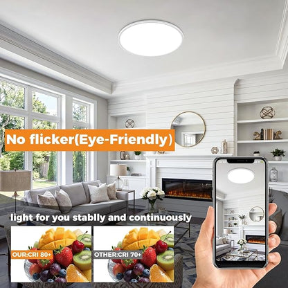 hepside 15.8INCH 2Pack Big Dimmable Flush Mount Ceiling Light Fixture White, 3CCT 3000/4500/6000K Ceiling Lamp, 36W 4200LM Super Bright Low Profile Light for Bedroom, Kitchen, Bathroom, Hallway