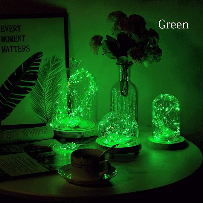 VOOKRY 8 Pack 30 Led Fairy Lights Battery Operated String Lights - 10 ft Green Waterproof Silver Wire Firefly Starry Moon Lights for DIY Crafts Party Wedding Centerpiece Table Christmas Decorations