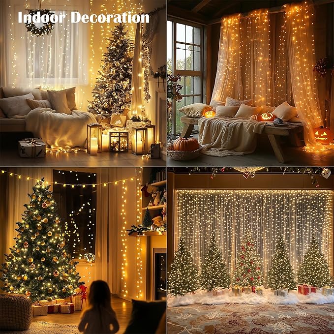 Fairy Lights Plug in,66FT 200LEDs Waterproof Led String Lights,8 Modes Remote Twinkle Light for Outdoor Indoor Christmas Wedding Birthday Garden Party Decorations,Silver Wire,Warm White
