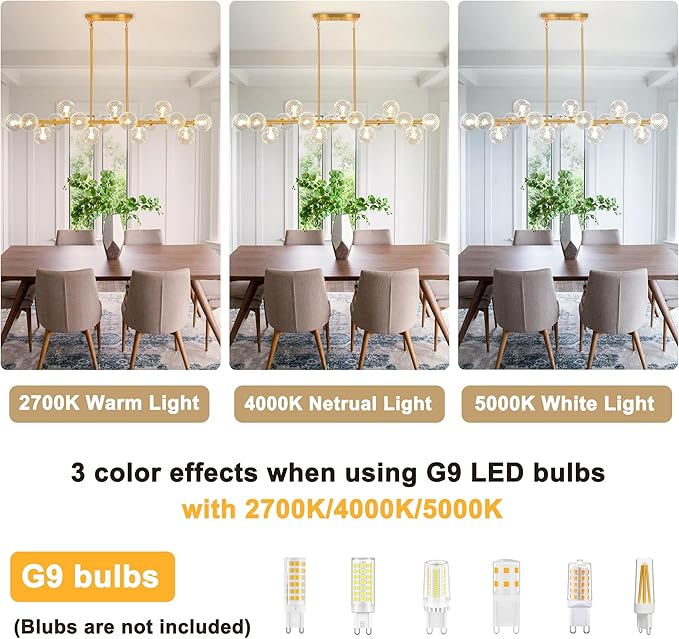 55" Linear Chandelier Swirled Glass Gold Sputnik Chandelier, Long Modern Chandeliers for Dining Room 16-Light Electroplated Brass Large Chandelier Long Dining Room Light Fixture Linear Island Lights