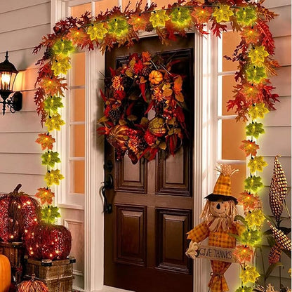 GOOTHY Fall Decor Multicolored Maple Leaf String Lights, 13.6Ft LED Thanksgiving Decorations Lights Plug in with 35 Maple Leaves Light for Indoor Outdoor Halloween Fall Party Home Garland