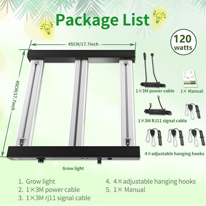 Grow Light FARMLITE Grow Lights for Indoor Plants Full Spectrum LED Growing Light Plant Hanging Growing Bar Lamps Seedling Daisy Chain Dimmable Board 2x2ft Coverage (120, Watts)