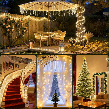 Fairy Lights Plug in 195Ft 3000LED Warm Christmas Garland Lights with Timer Remote Waterproof Firecracker Twinkle Cluster String Light for Bedroom Wreath Party Wreath Tree Decor Green Wire