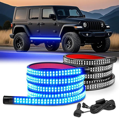 Nilight 2PCS 70 Inch Emergency Strobe Light Strip 1125 LED Running Board Lights Blue Flexible Side Flashing Warning Caution Safety Waterproof for Truck Construction Vehicles Pickup