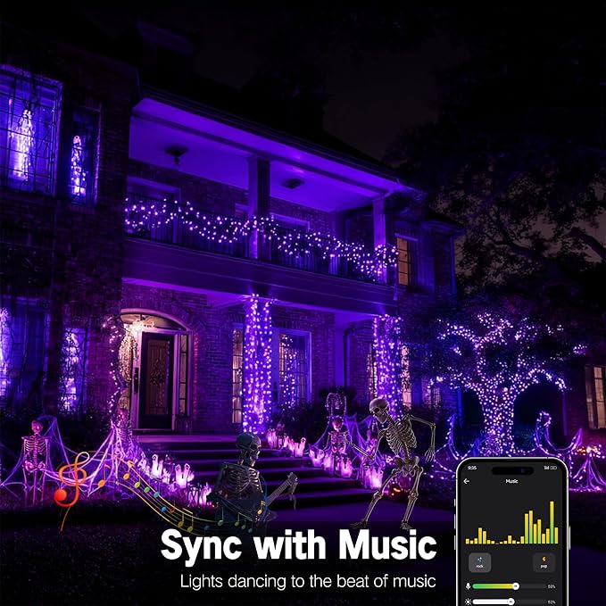 ODEETRONIC Purple Valentine's Day Lights, 98Ft 300LED Smart Color Changing String Lights APP/Voice Control, Music Sync Orange & Purple Fairy Light Waterproof for Christmas Indoor Outdoor Halloween