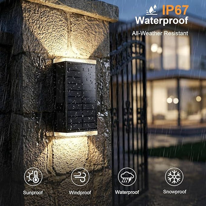 Solar Lights Outdoor ,3000/4500/6000K/RGB 13 Modes Dusk to Dawn Solar Wall Light Outdoor IP67 Waterproof Up and Down Solar Sconce Lights Front Door Light for House, Yard ,Garage, Porch,Fence (8PCS)