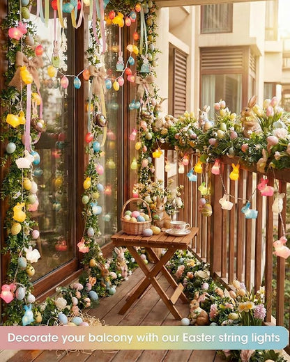 SUNSGNE Easter Cute Rabbit String Lights Bunny Fairy Lights, 8.5ft Easter Bunny Ornaments String Lights with 10 Multicolor Bunny Lights for Outdoor Indoor Room Bedroom Wall Home Decoration