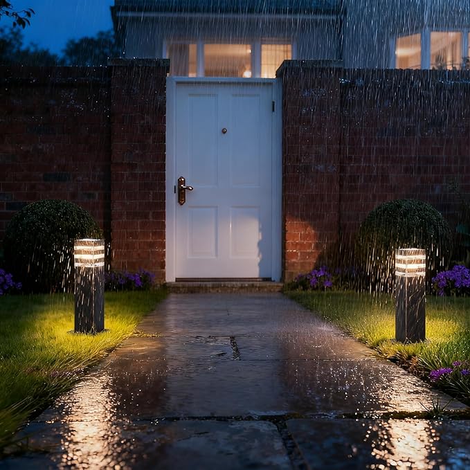 SLAWA 15In Pathway Lights Bronze E26 Outdoor Landscape Path Lights Die-Casted Aluminum Walkway Lights Modern Landscape Sideway Lighting IP65 Waterproof Patio Porch Exterior Floor Lamp with Bulbs