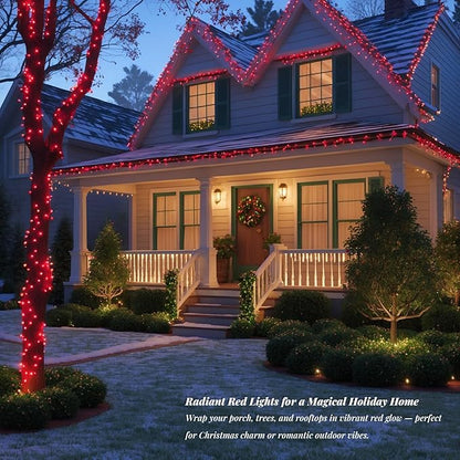 Etinga 100 LED Red String Lights 33ft, Plug in Fairy Lights with 8 Lighting Modes, Indoor Outdoor Waterproof Decorative Lights for Bedroom Tree Patio Garden Holiday Wedding (Red, 100 LED 33ft)
