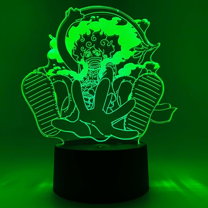 Otaku Lamps Luffy GEAR5 Posing One Piece – Anime Lamp Figure Night Light, 16 Color RGB LED – 3D Anime Room Décor Gift for Otaku