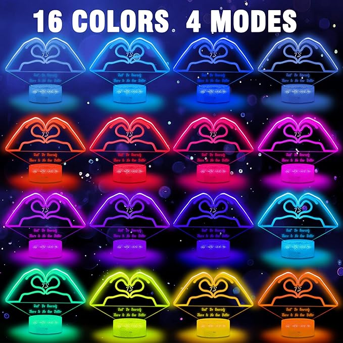 Heart Hands 3D Night Light – 16 Color Changing LED Lamp with Remote & Touch, Cool LED Room Decor for Girls, Women, Teens, Aesthetic Gifts for Music Lovers, Fans of Pop Culture Icons