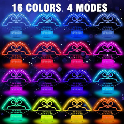 Heart Hands 3D Night Light – 16 Color Changing LED Lamp with Remote & Touch, Cool LED Room Decor for Girls, Women, Teens, Aesthetic Gifts for Music Lovers, Fans of Pop Culture Icons