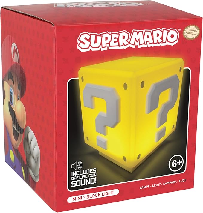 Super Mario Mini Question Block Light - Officially Licensed Super Mario Bros. Merchandise, Bedroom or Game Room Decor, Retro Gamer Gift, Battery Powered | Paladone