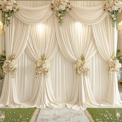 6 Panels Champagne Backdrop Curtains for Wedding Party Wrinkle Free Backdrops Curtain Drapes Fabric Decorations Photo Back Drop Cloth for Baby Shower Photography Stage Reception 30ft(W) x 12ft(H)