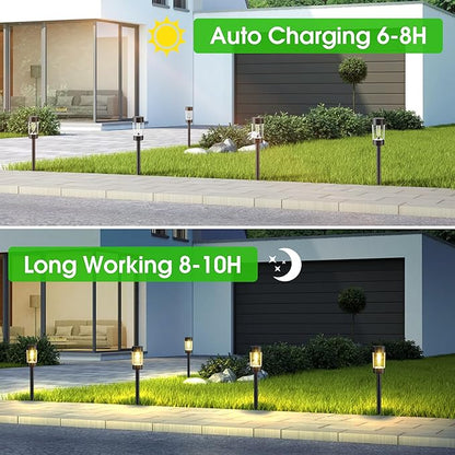 Eyrosa Solar Lights Outdoor, 12 Pack Waterproof Solar Landscape Lighting for Pathway Garden Yard Path Walkway Driveway Lawn Patio Outside Decor, Warm White