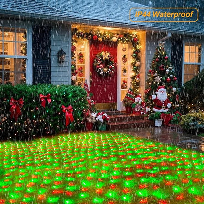 Pooqla Christmas Net Lights, 300LED Outdoor Net Mesh Lights, 14.8x4.9 ft Fairy String Lights 8 Modes Green Wire, Connectable Waterproof Decorative for Bushes Tree Yard, Red and Green