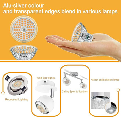 MR16 GU5.3 LED Bulbs 6.5W Replace 60W Halogen Equivalent 2700K Warm White 510Lm, 12V Low Voltage Non-Dimmable 120° Flicker-Free Spotlight for Landscape Track Lighting, Pack of 6