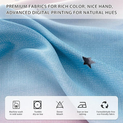 XiDi Curtains for Girls Bedroom 2 Panel Set, Thermal Insulated Window Ombre Panels, Rainbow Pink Drapes for Kids Room Unicorn Wall Decals, Black Out Curtains 54 Inch Long Pink/Purple/Blue 34x54