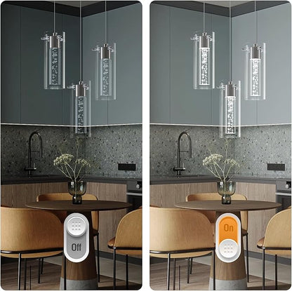 Pendant Lights Kitchen Island, 3-Light Brushed Nickel Pendant Light Fixtures, Cluster Kitchen Island Lights, LED 6000K Pendant Lighting, Modern Hanging Light Fixture for Dining Room Living Room
